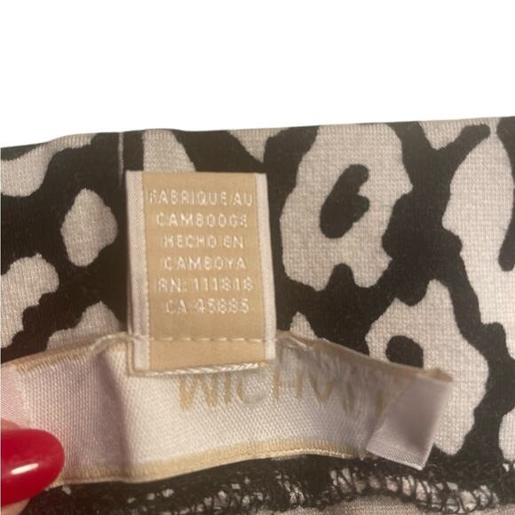 Michael Kors Black White Leopard Print Crop Pants Poly Blend Women’s Sz M EUC - Picture 4 of 6